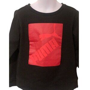 Puma Boys Sweatshirt Youth Size 6 Black Red Graphic Long Sleeve